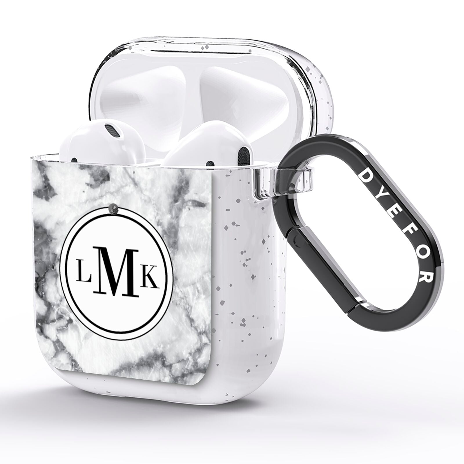 Marble Initials Circle Personalised AirPods Glitter Case Side Image