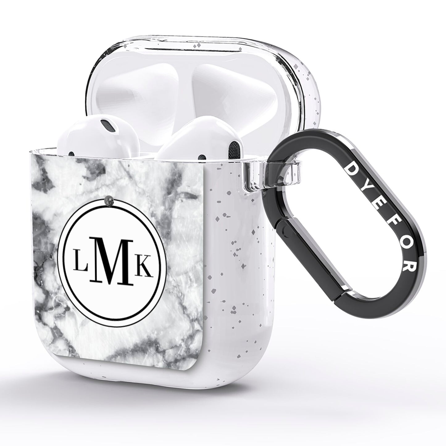 Marble Initials Circle Personalised AirPods Glitter Case Side Image