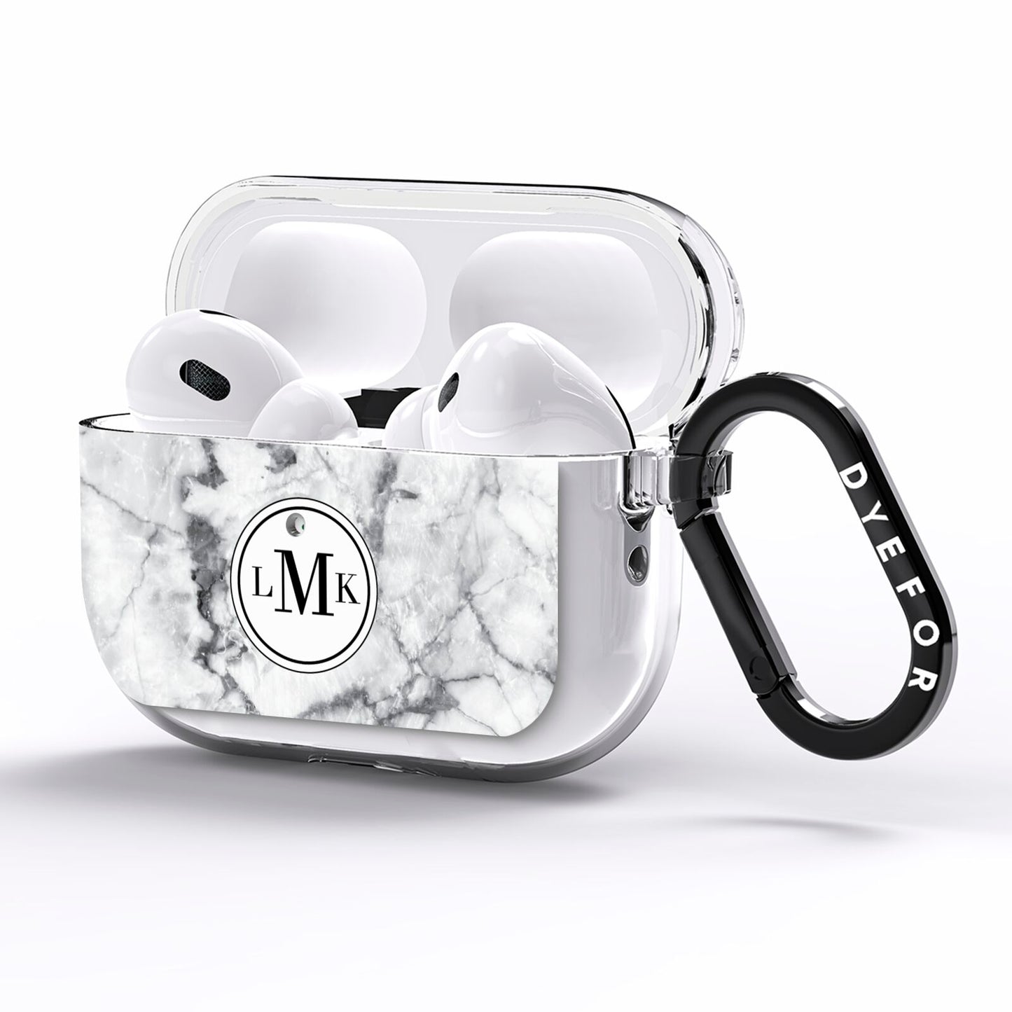 Marble Initials Circle Personalised AirPods Pro Clear Case Side Image