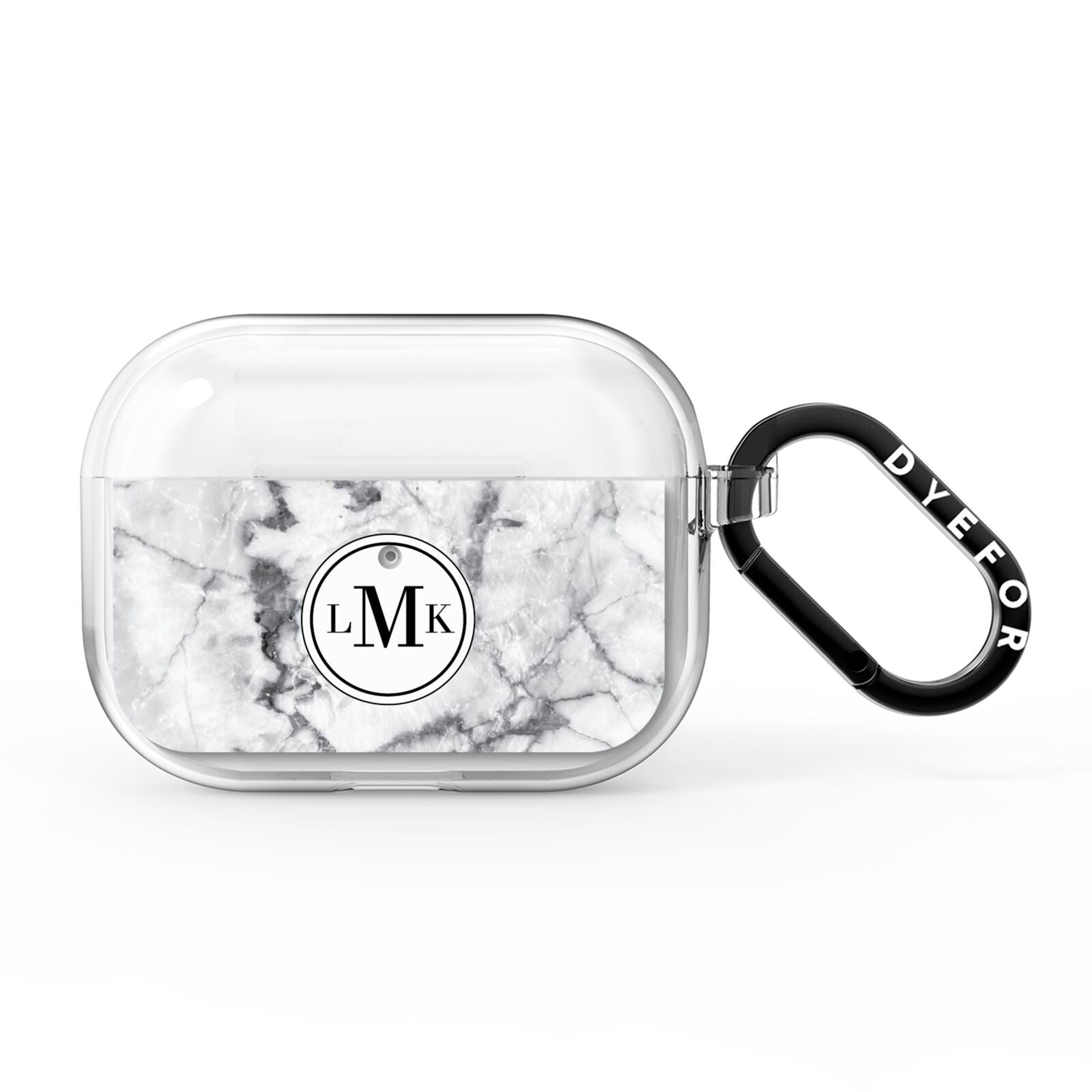 Marble Initials Circle Personalised AirPods Pro Clear Case