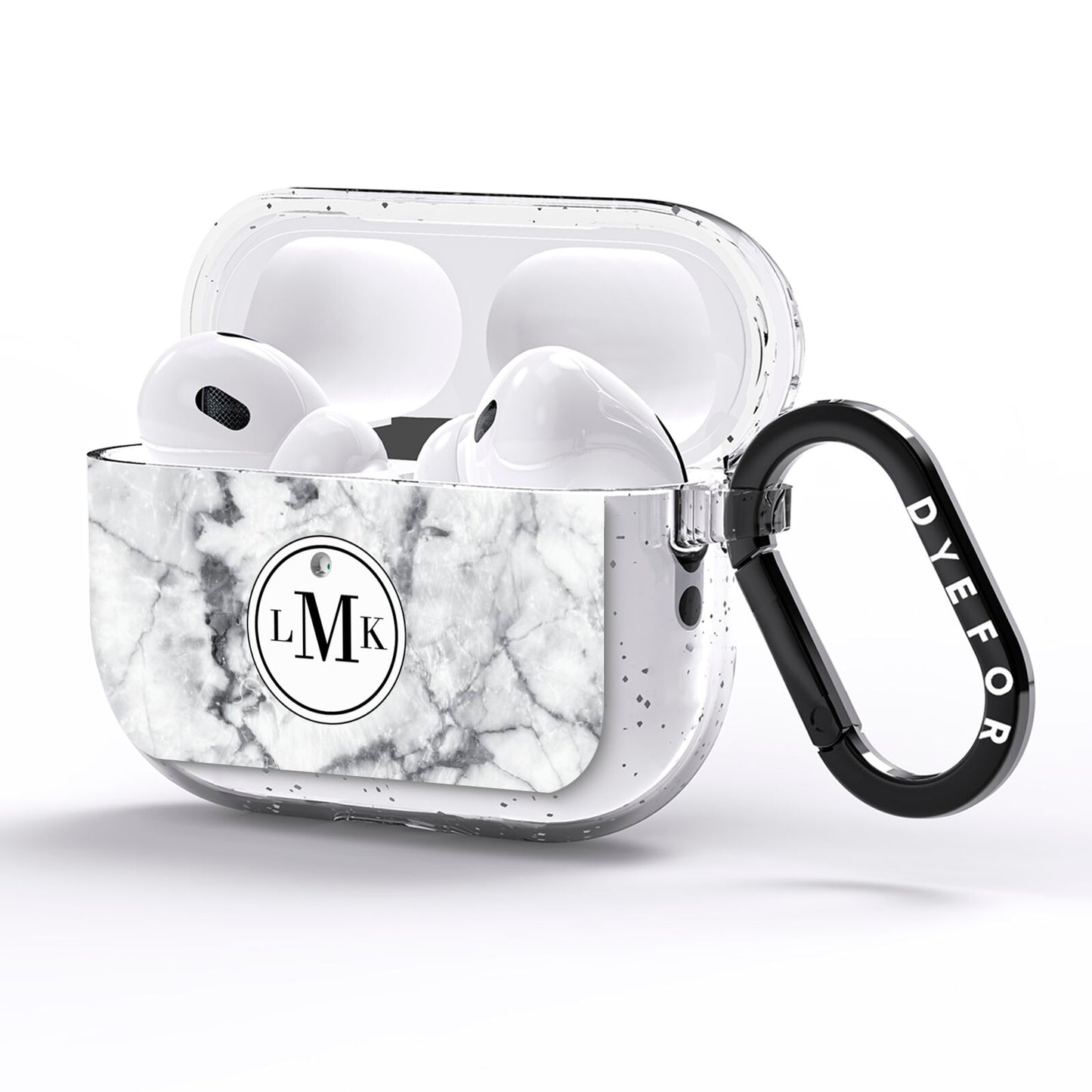 Marble Initials Circle Personalised AirPods Pro Glitter Case Side Image