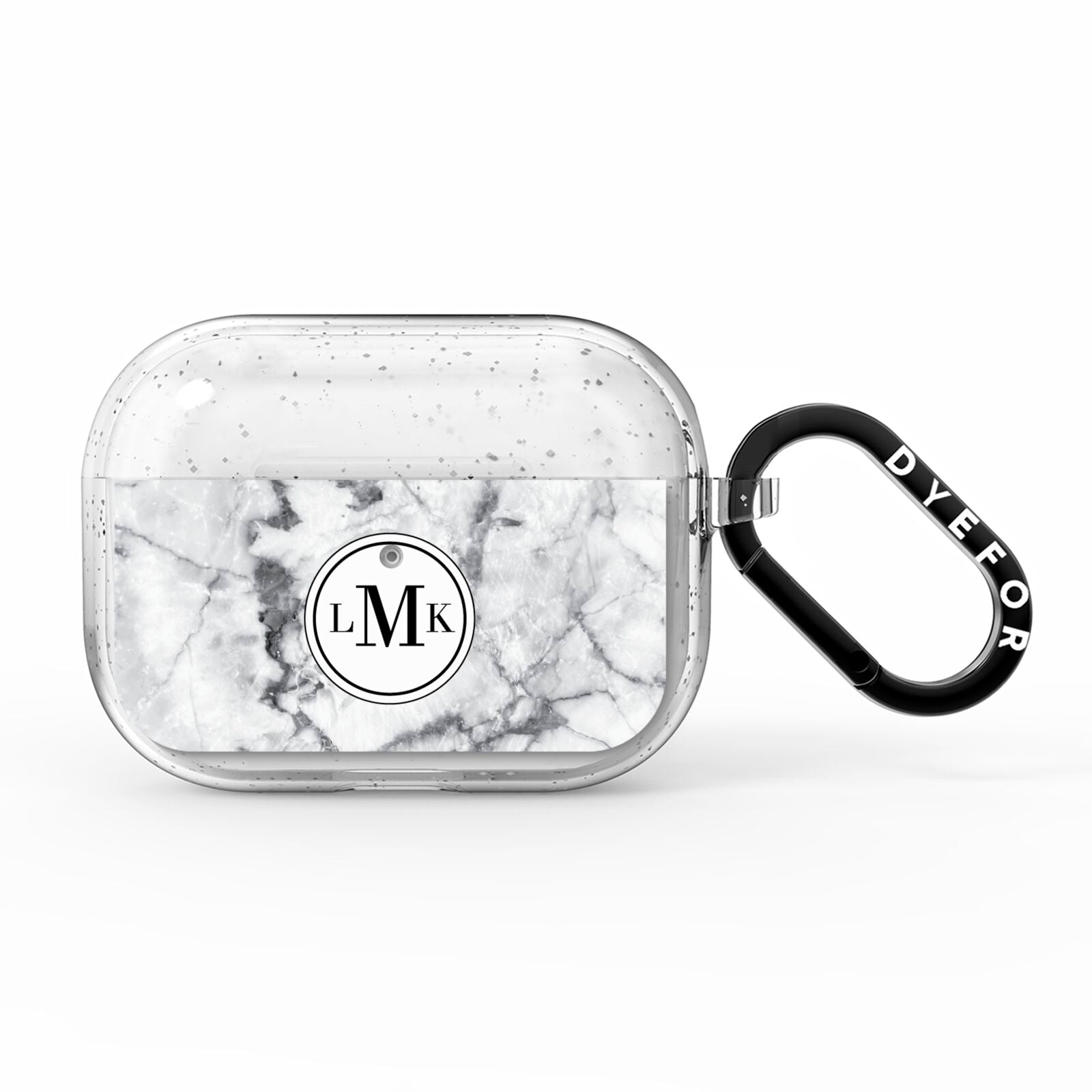 Marble Initials Circle Personalised AirPods Pro Glitter Case