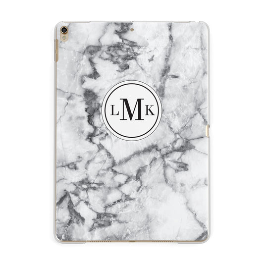 Marble Initials Circle Personalised Apple iPad Gold Case