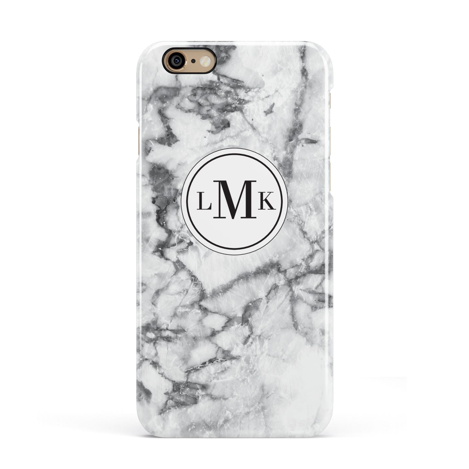 Marble Initials Circle Personalised Apple iPhone 6 3D Snap Case