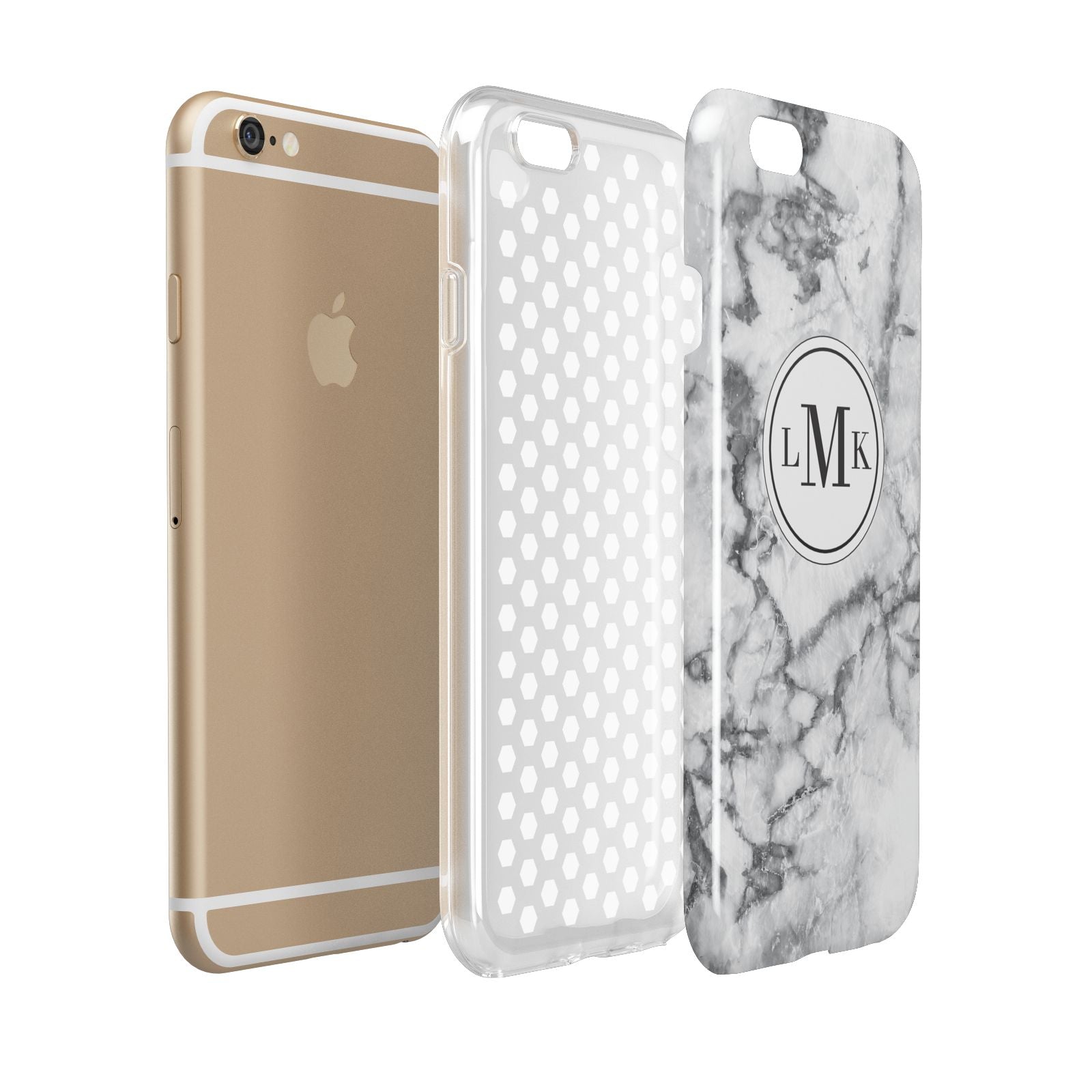 Marble Initials Circle Personalised Apple iPhone 6 3D Tough Case Expanded view