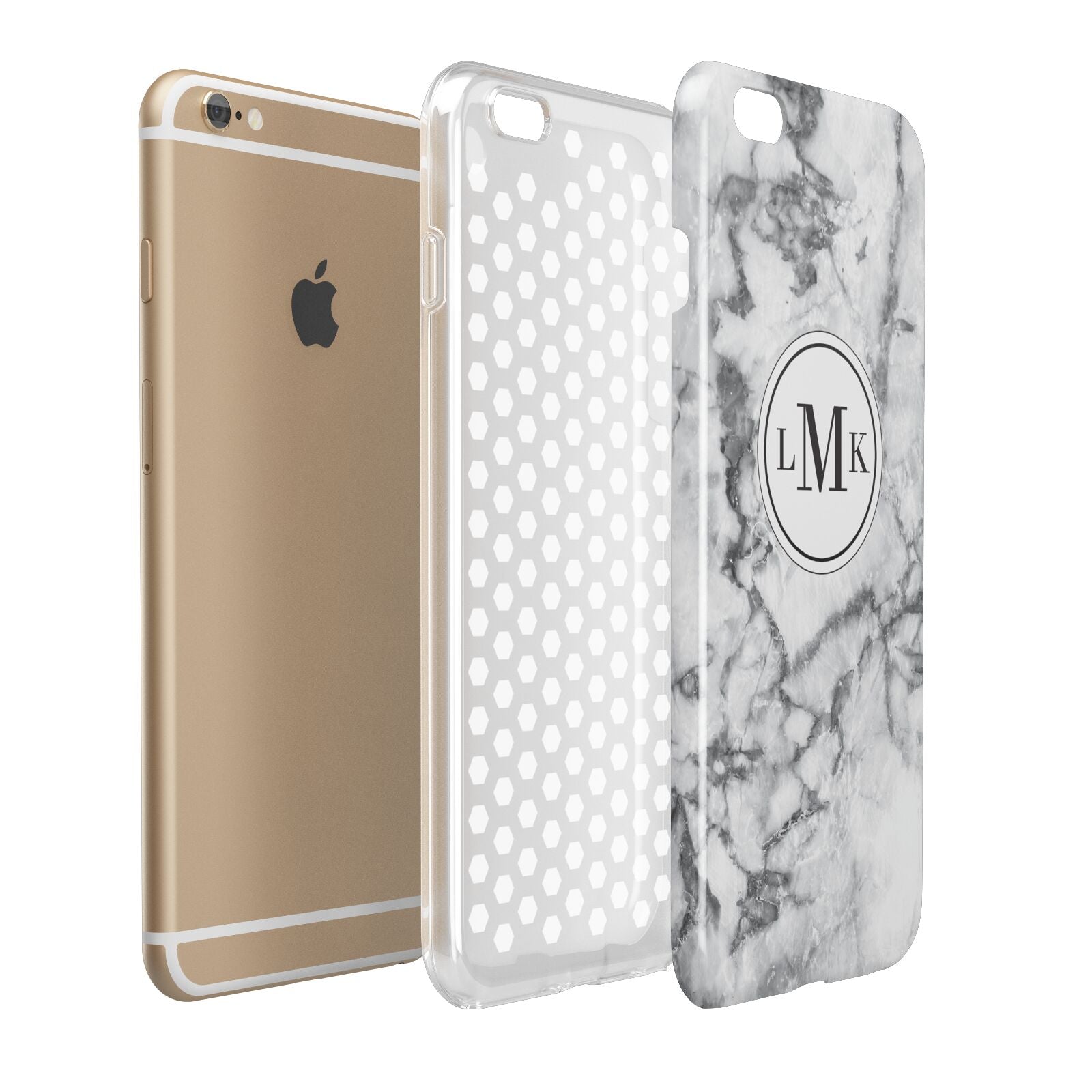 Marble Initials Circle Personalised Apple iPhone 6 Plus 3D Tough Case Expand Detail Image