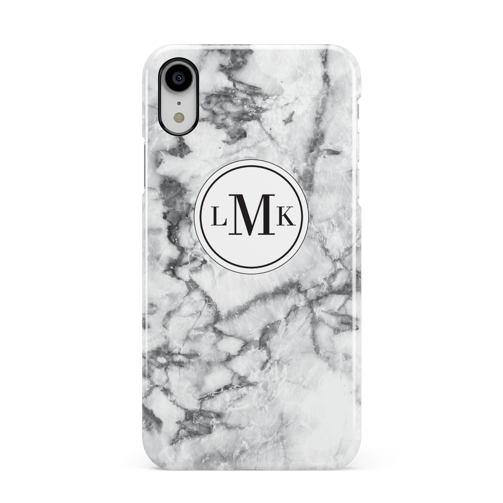 Marble Initials Circle Personalised Apple iPhone XR White 3D Snap Case