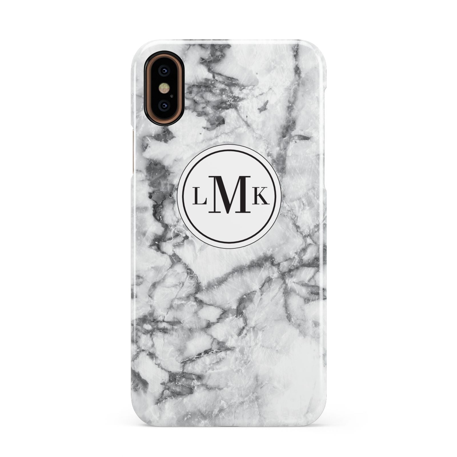 Marble Initials Circle Personalised Apple iPhone XS 3D Snap Case