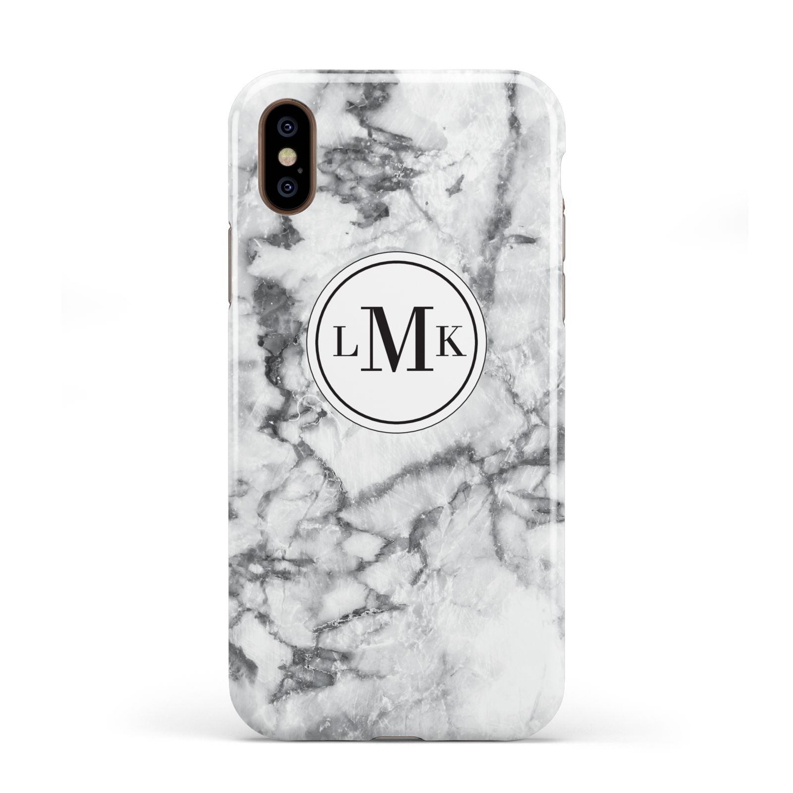 Marble Initials Circle Personalised Apple iPhone XS 3D Tough