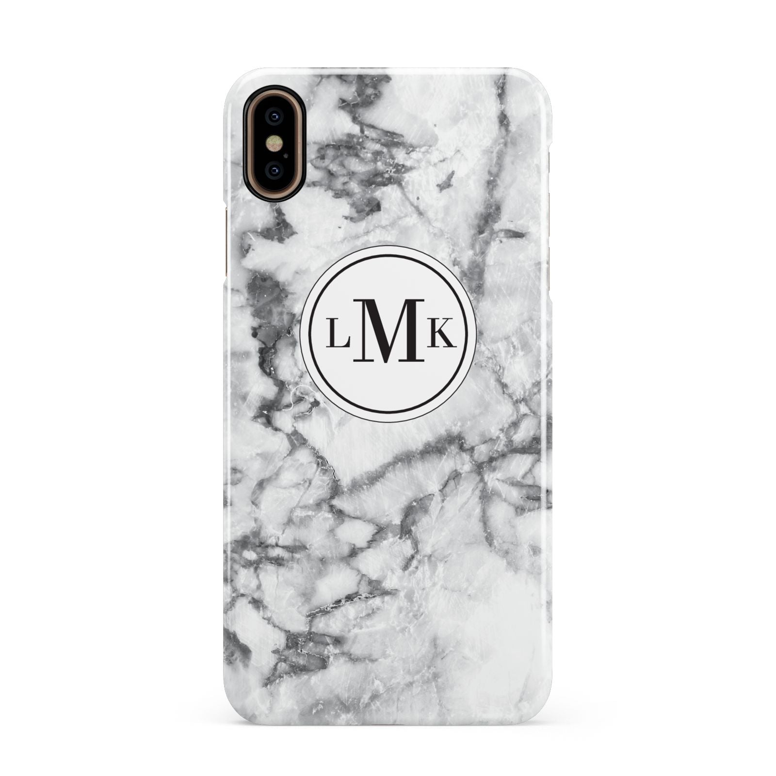 Marble Initials Circle Personalised Apple iPhone Xs Max 3D Snap Case
