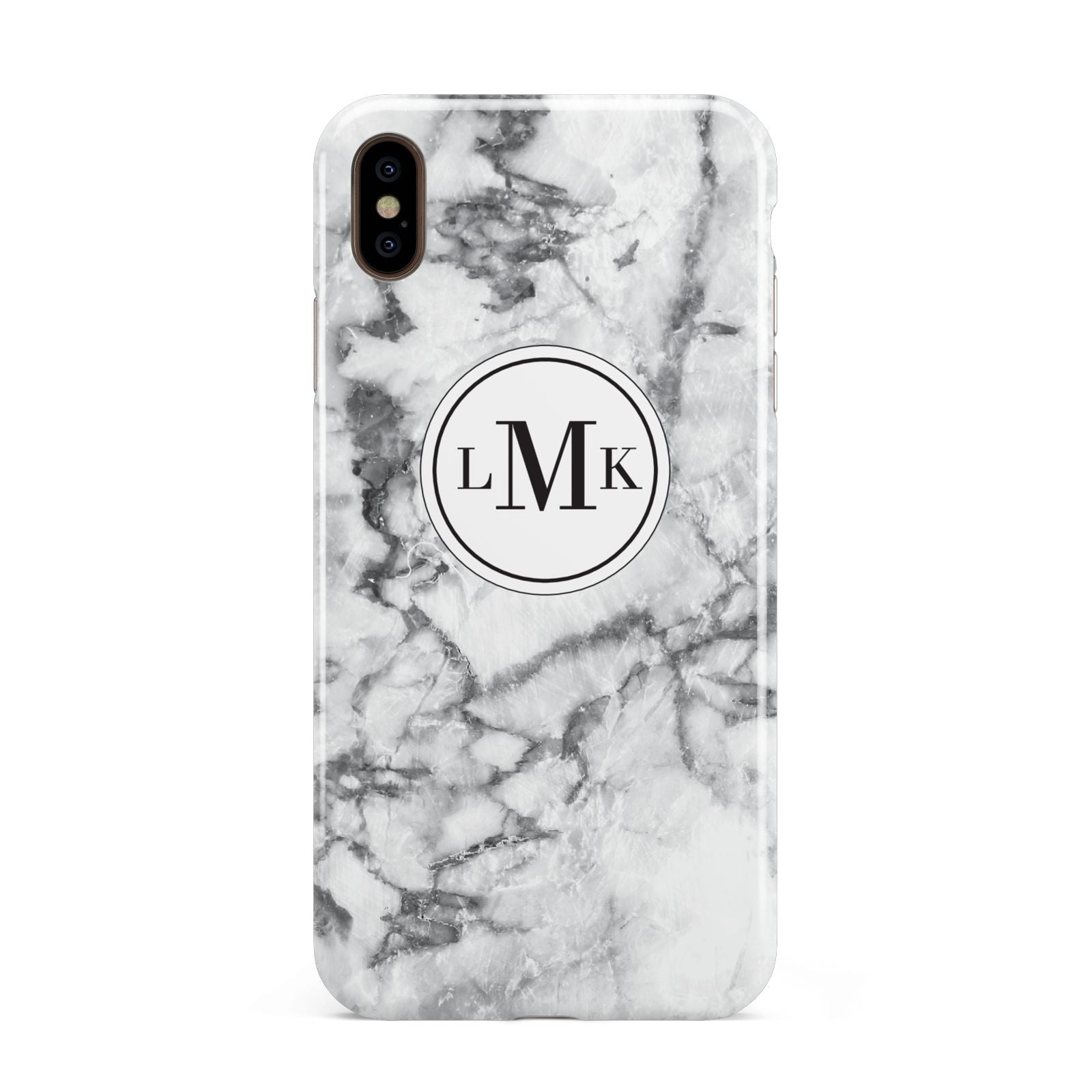 Marble Initials Circle Personalised Apple iPhone Xs Max 3D Tough Case