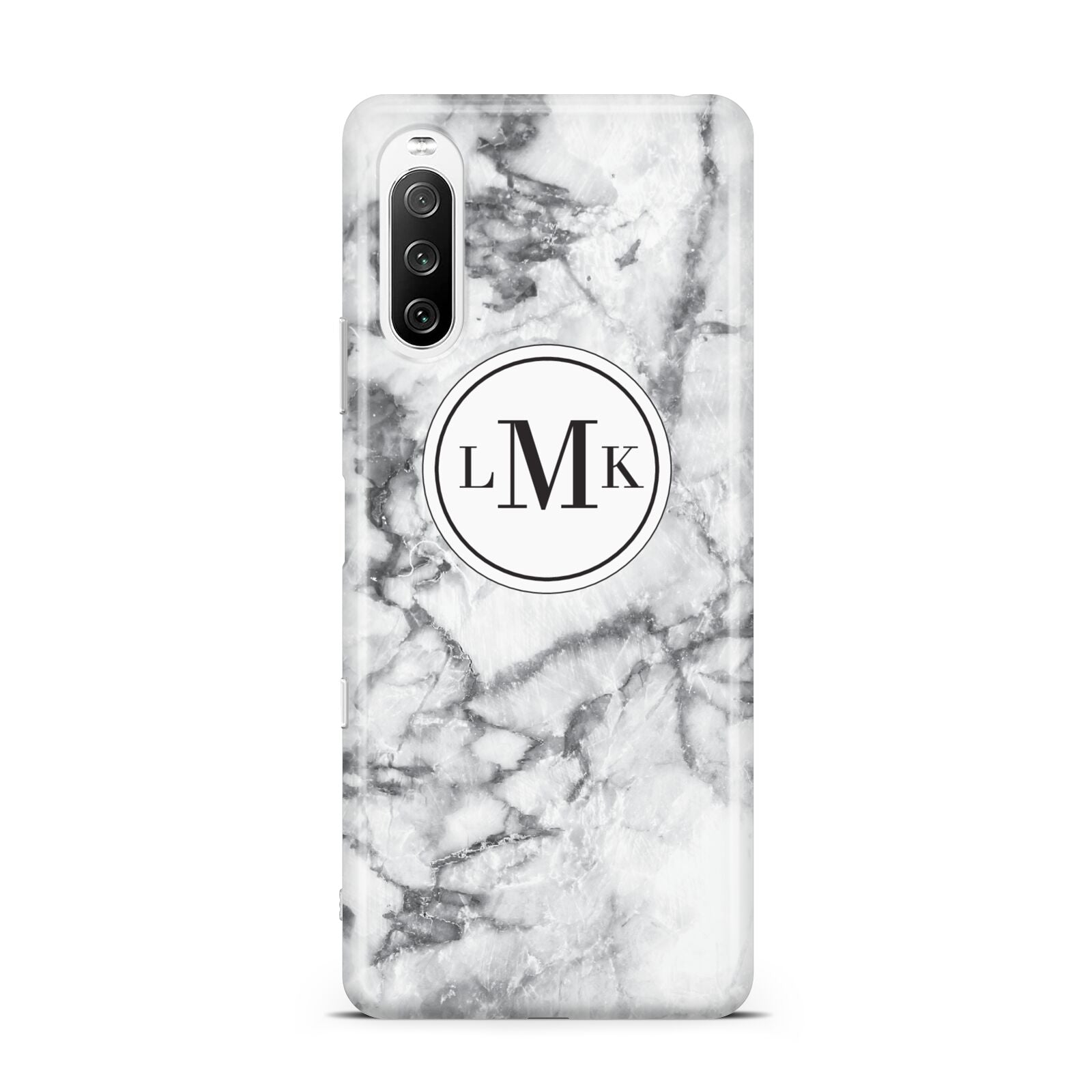 Marble Initials Circle Personalised Sony Xperia 10 III Case