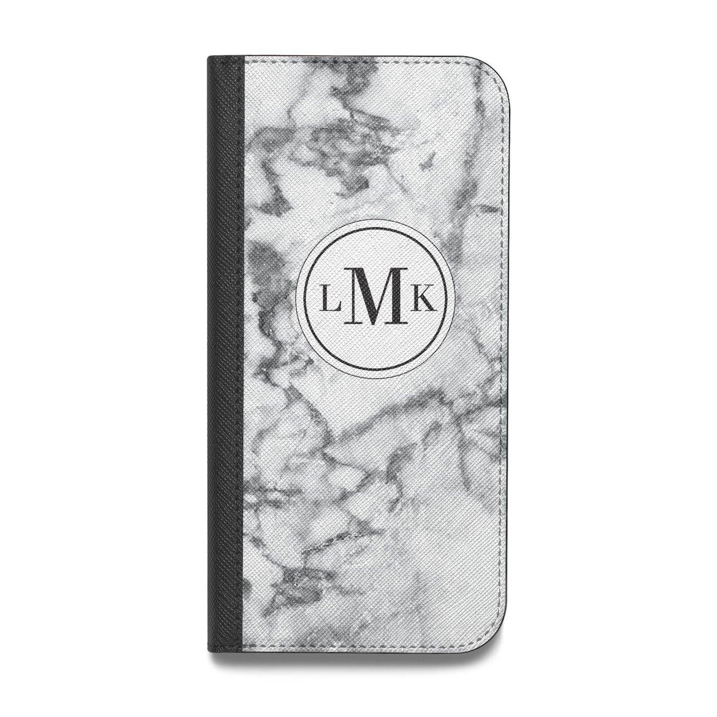 Marble Initials Circle Personalised Vegan Leather Flip Samsung Case