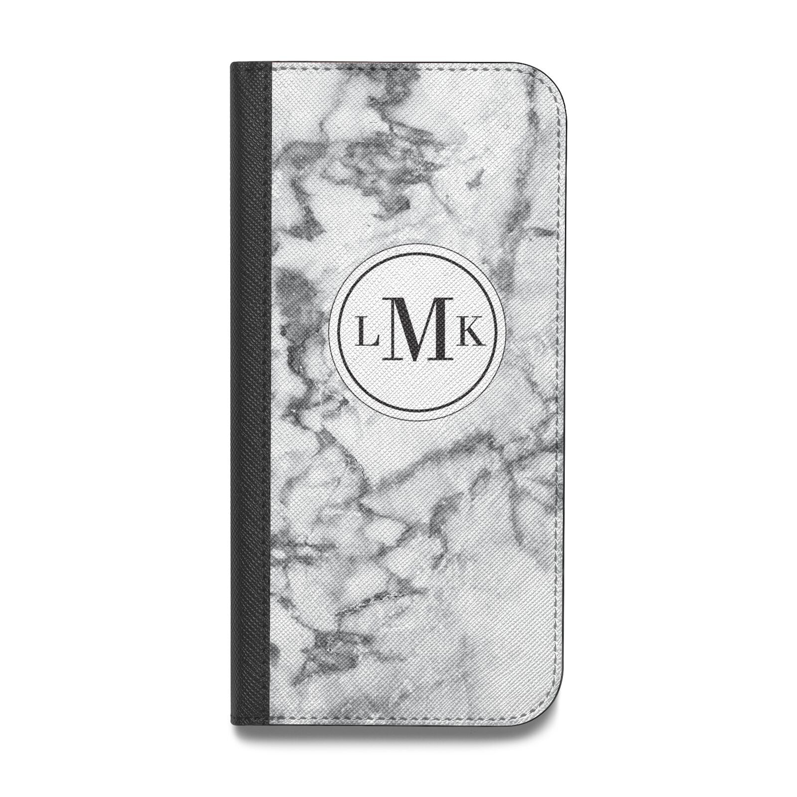 Marble Initials Circle Personalised Vegan Leather Flip Samsung Case