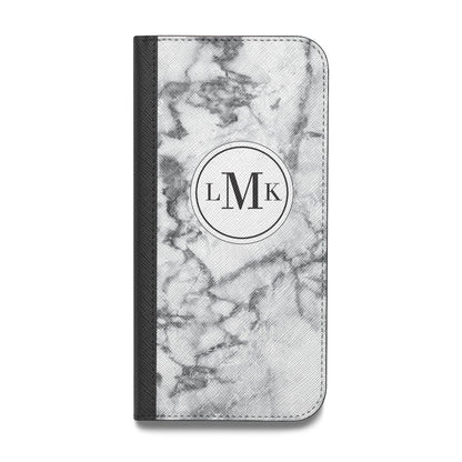 Marble Initials Circle Personalised Vegan Leather Flip Samsung Case