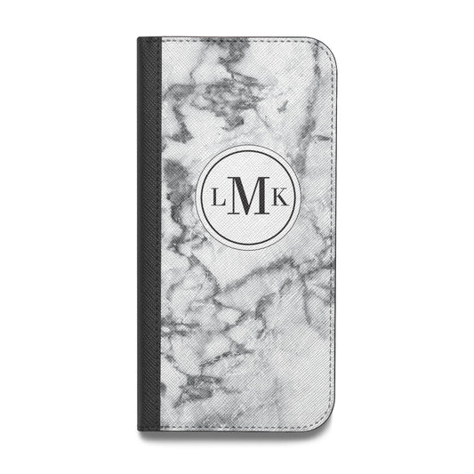 Marble Initials Circle Personalised Vegan Leather Flip Samsung Case
