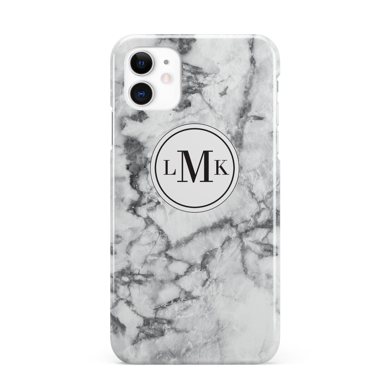 Marble Initials Circle Personalised iPhone 11 3D Snap Case
