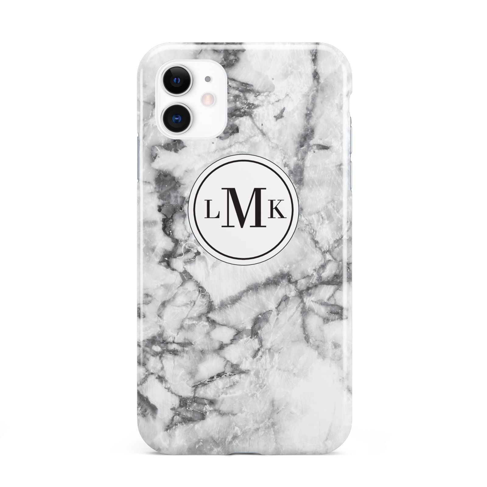 Marble Initials Circle Personalised iPhone 11 3D Tough Case