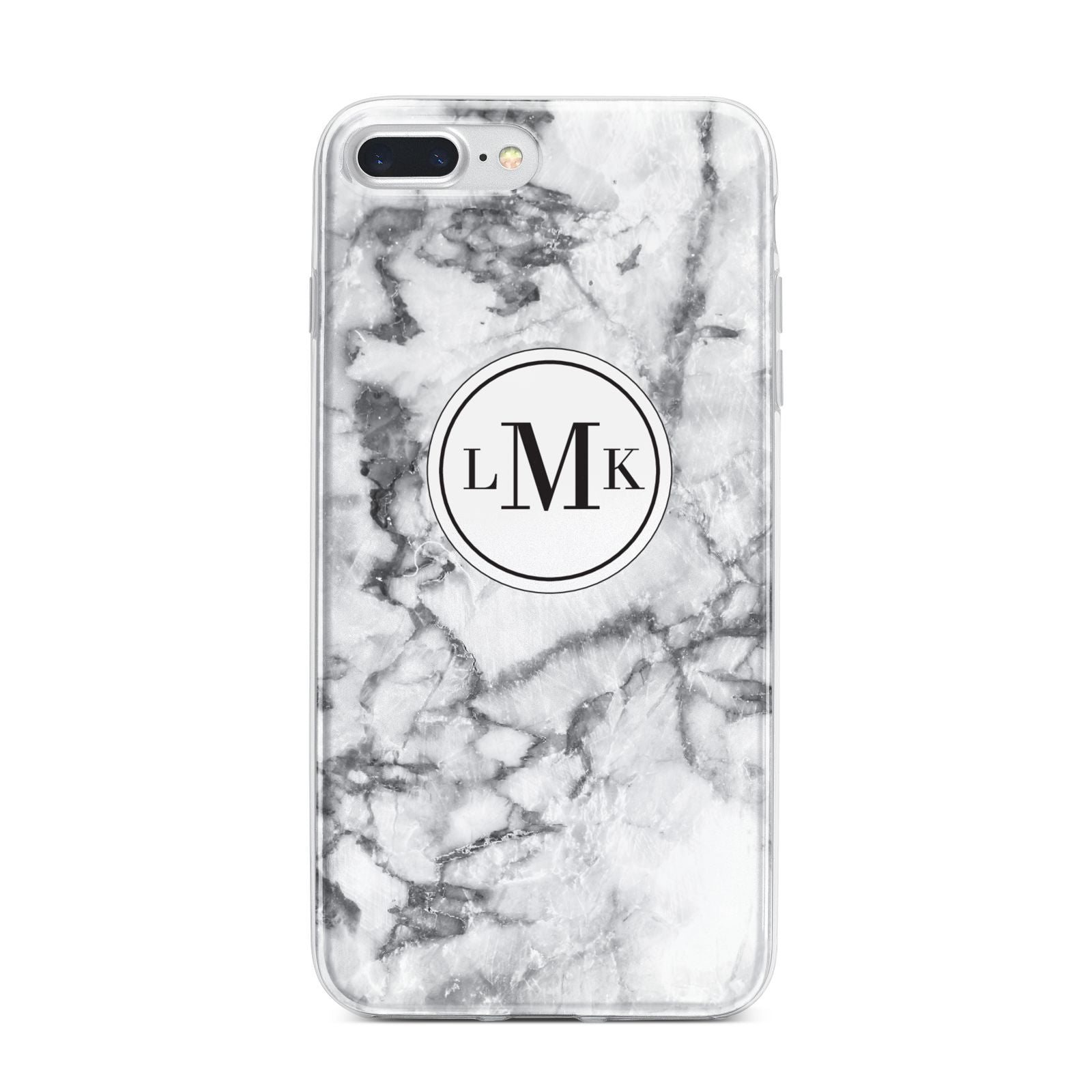Marble Initials Circle Personalised iPhone 7 Plus Bumper Case on Silver iPhone