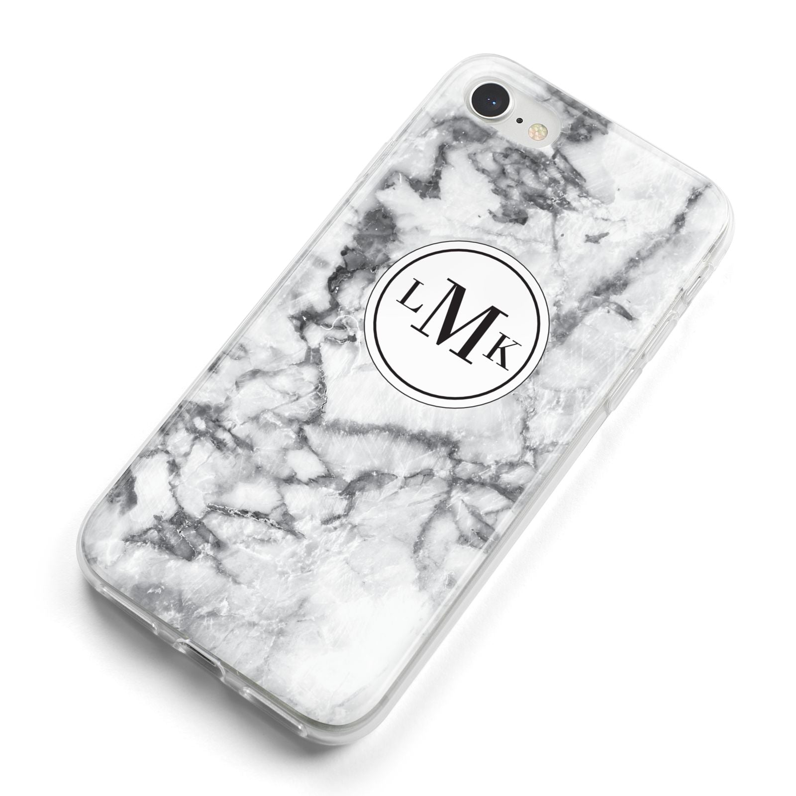Marble Initials Circle Personalised iPhone 8 Bumper Case on Silver iPhone Alternative Image
