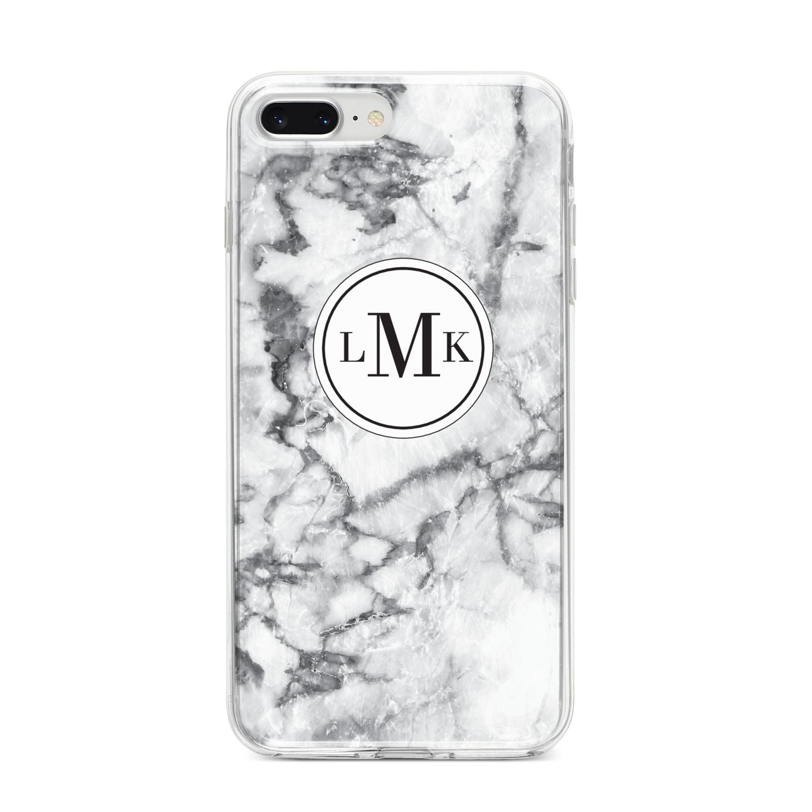 Marble Initials Circle Personalised iPhone 8 Plus Bumper Case on Silver iPhone