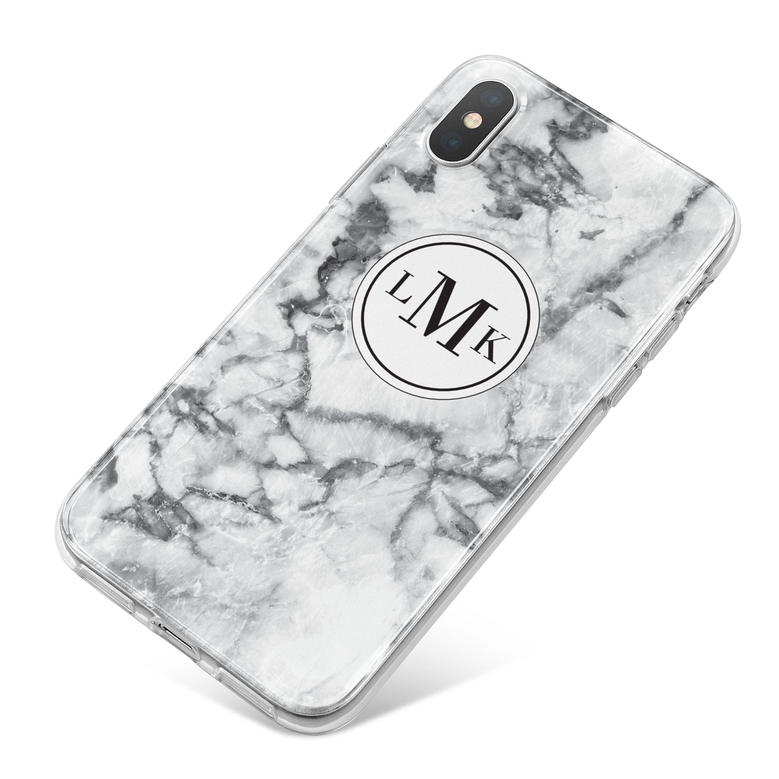 Marble Initials Circle Personalised iPhone X Bumper Case on Silver iPhone