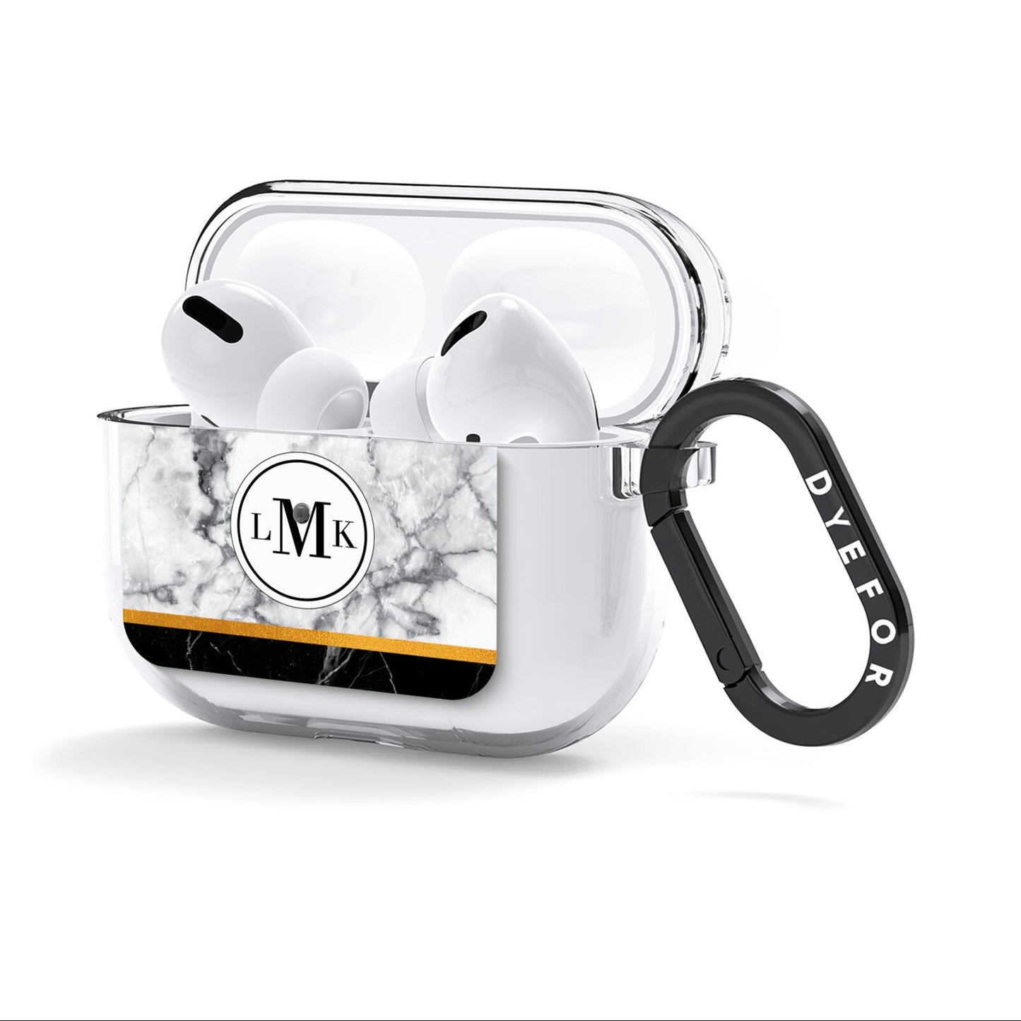 Marble Initials Geometric Personalised AirPods Clear Case 3rd Gen Side Image