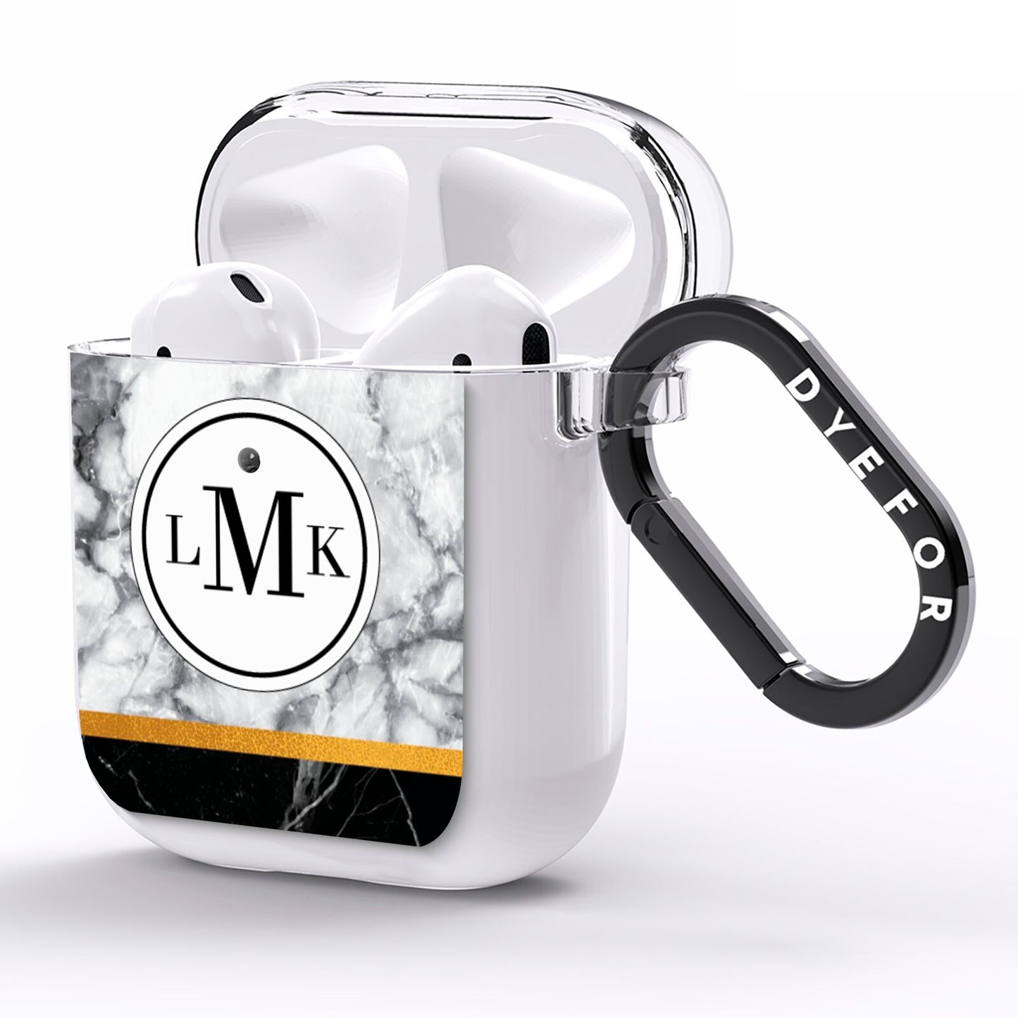Marble Initials Geometric Personalised AirPods Clear Case Side Image