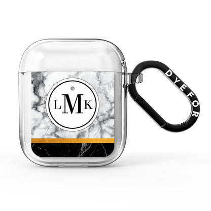 Marble Initials Geometric Personalised AirPods Clear Case