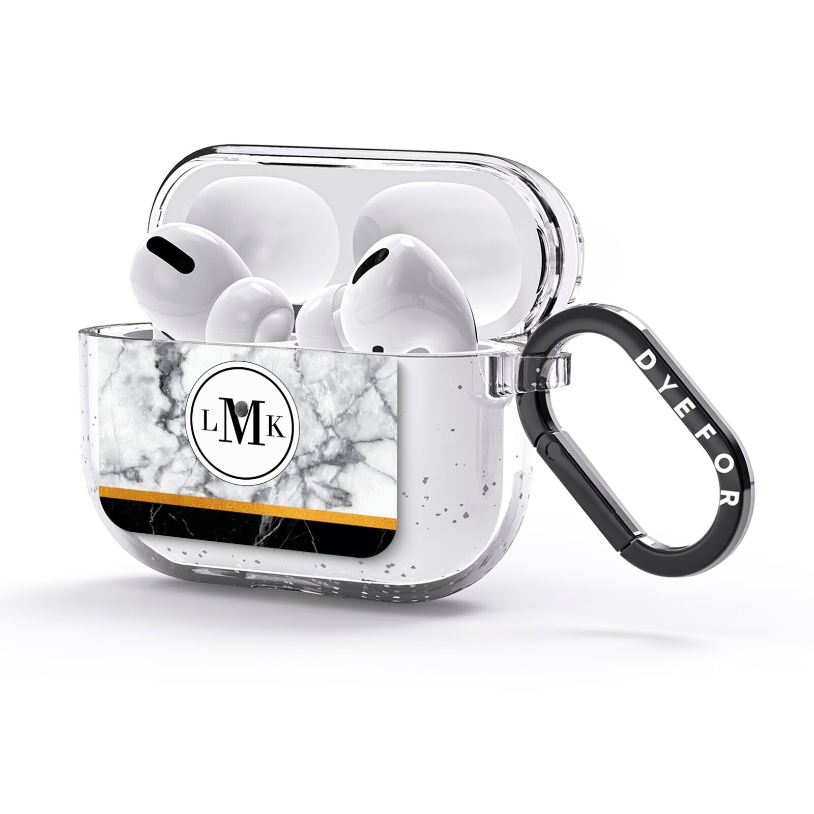 Marble Initials Geometric Personalised AirPods Glitter Case 3rd Gen Side Image