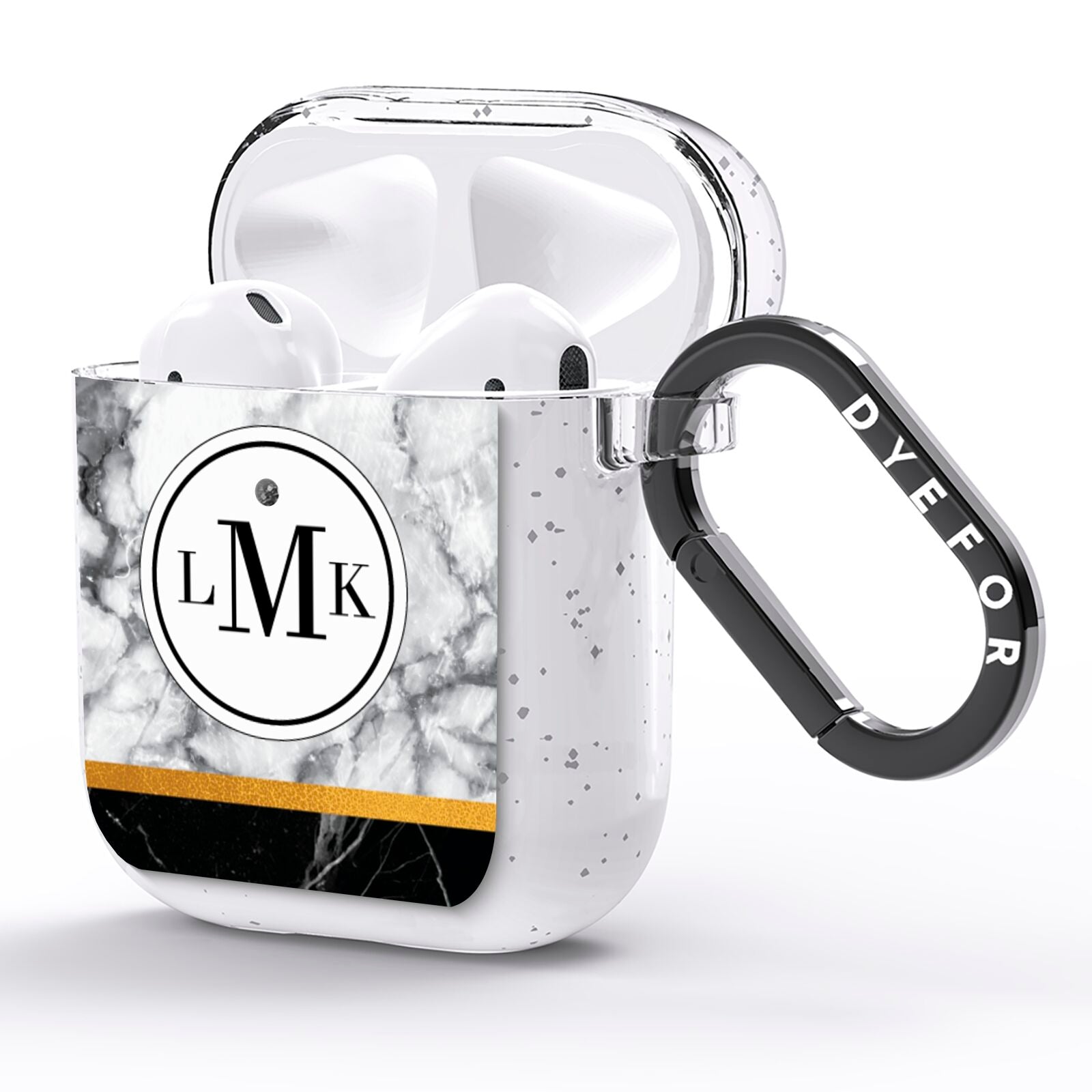 Marble Initials Geometric Personalised AirPods Glitter Case Side Image
