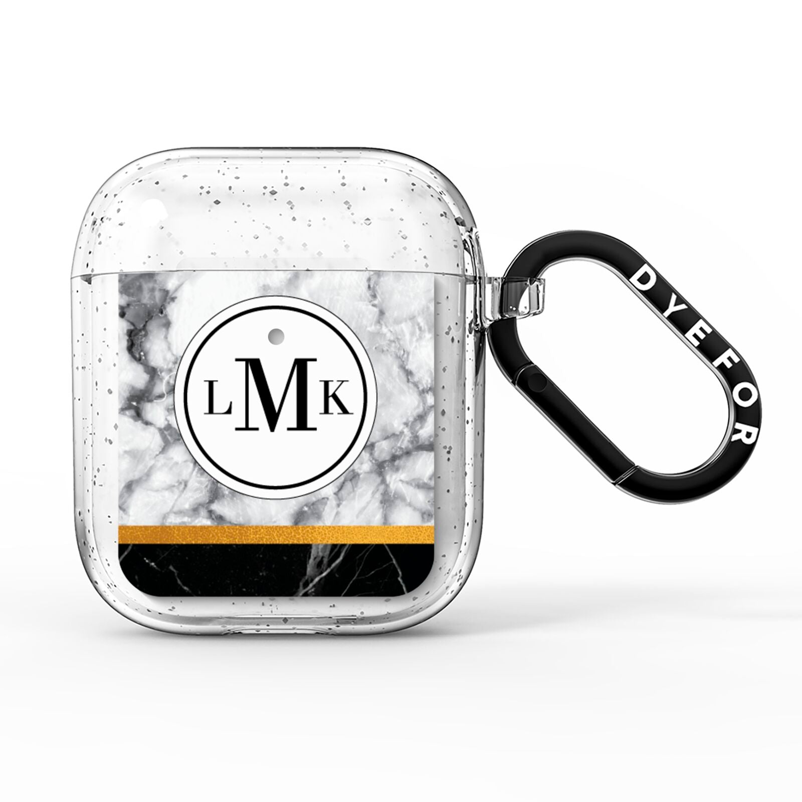 Marble Initials Geometric Personalised AirPods Glitter Case