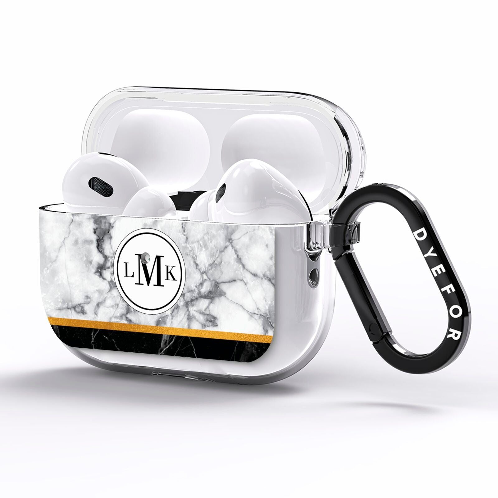 Marble Initials Geometric Personalised AirPods Pro Clear Case Side Image