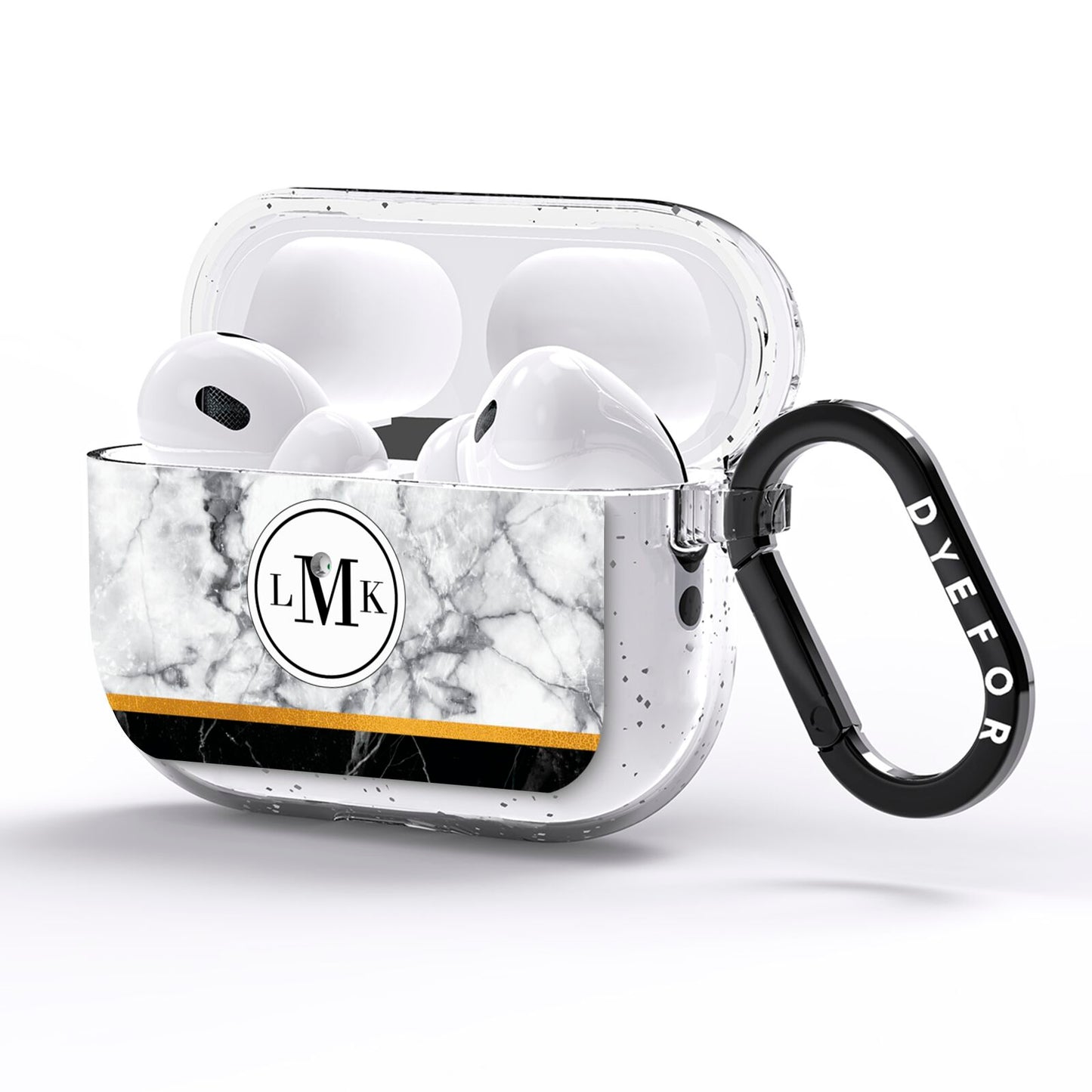Marble Initials Geometric Personalised AirPods Pro Glitter Case Side Image