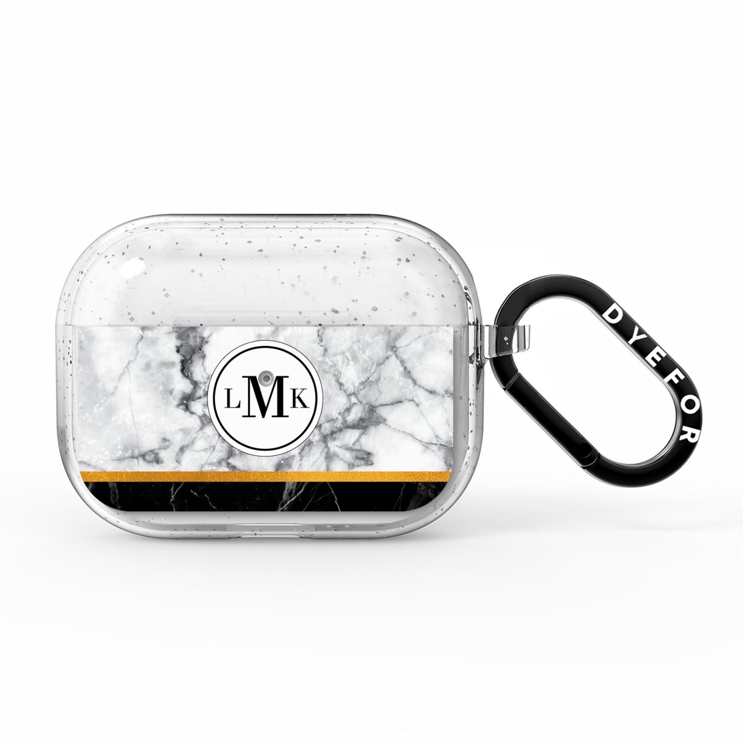 Marble Initials Geometric Personalised AirPods Pro Glitter Case