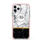 Marble Initials Geometric Personalised Apple iPhone 11 Pro in Silver with Pink Impact Case