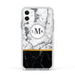 Marble Initials Geometric Personalised Apple iPhone 11 in White with White Impact Case