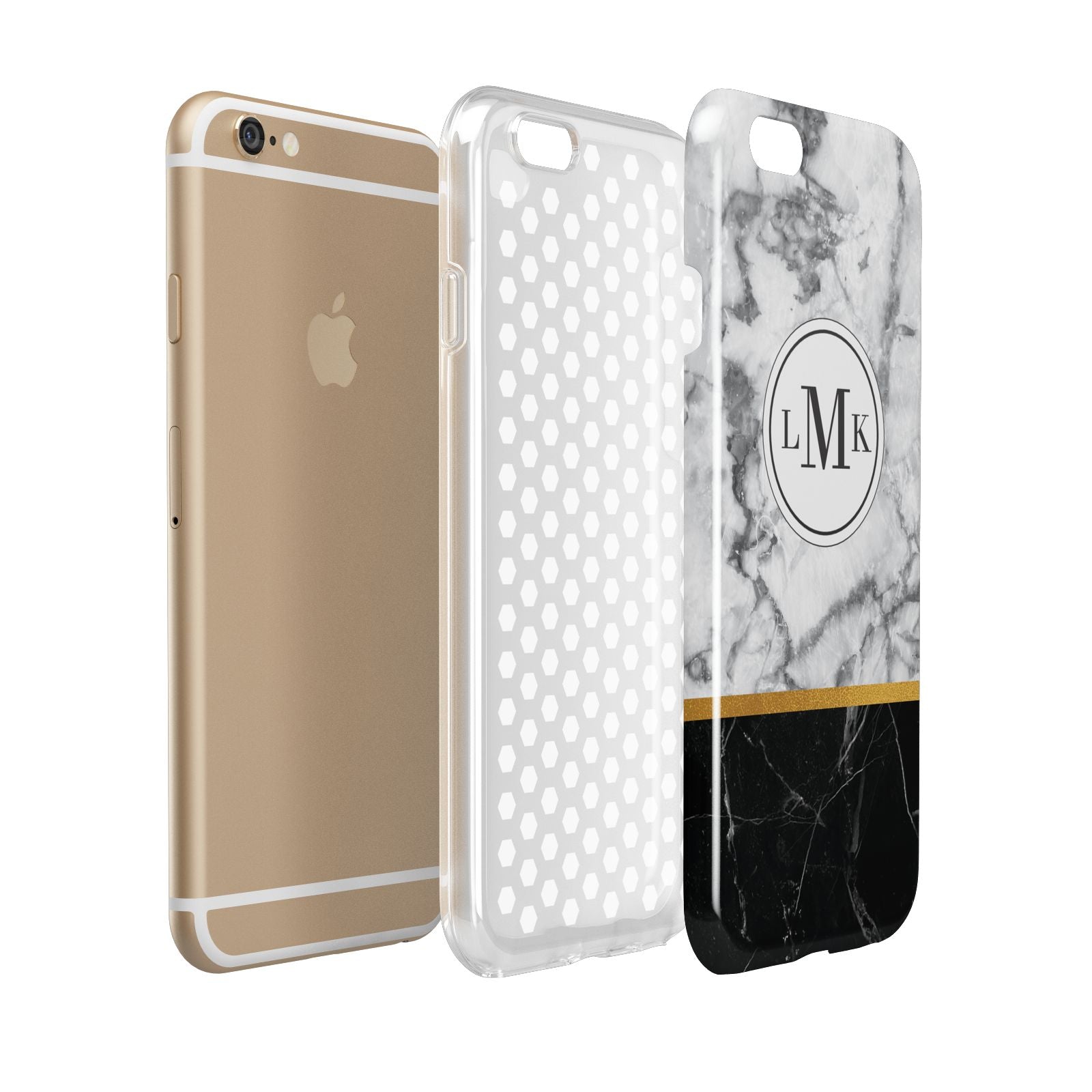 Marble Initials Geometric Personalised Apple iPhone 6 3D Tough Case Expanded view