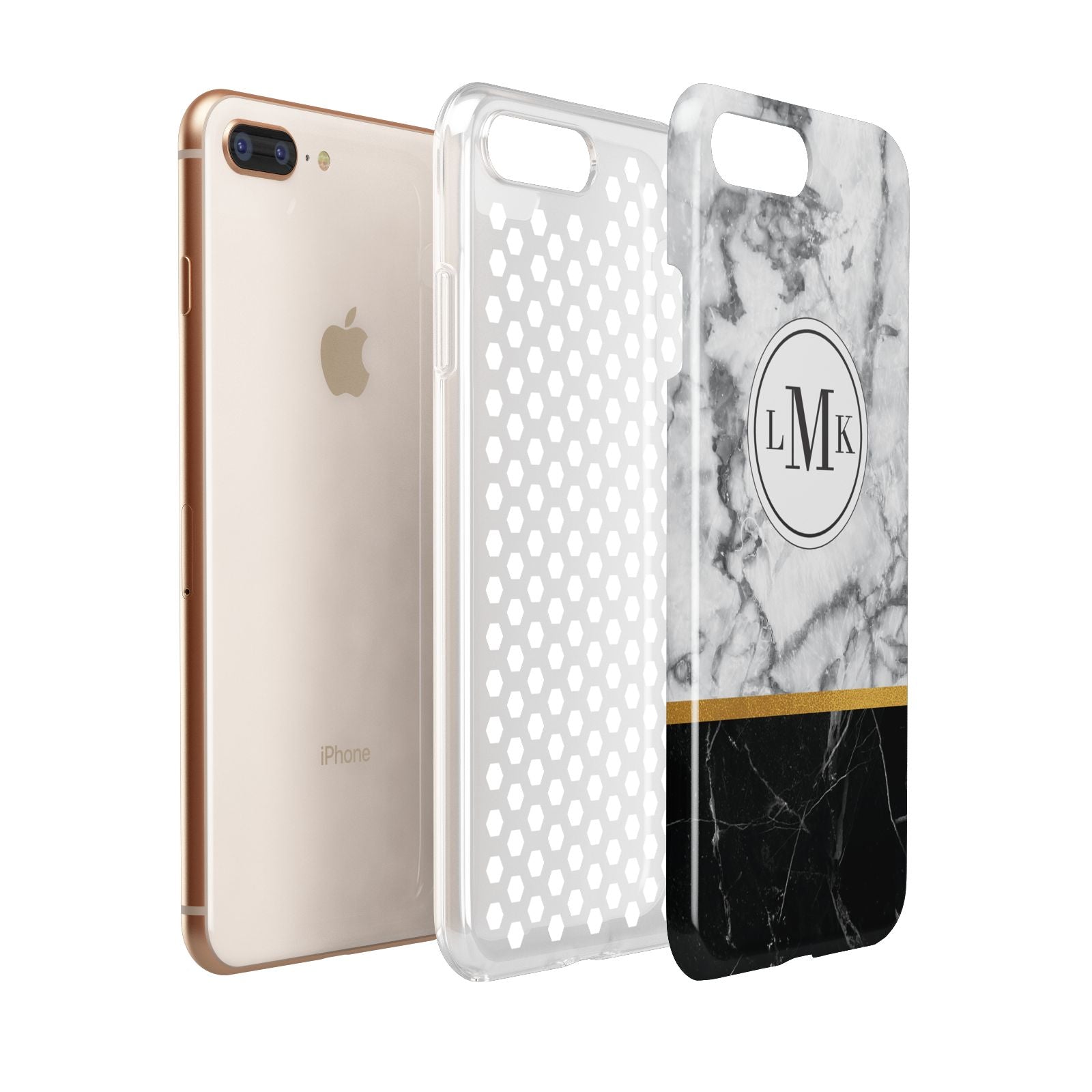 Marble Initials Geometric Personalised Apple iPhone 7 8 Plus 3D Tough Case Expanded View
