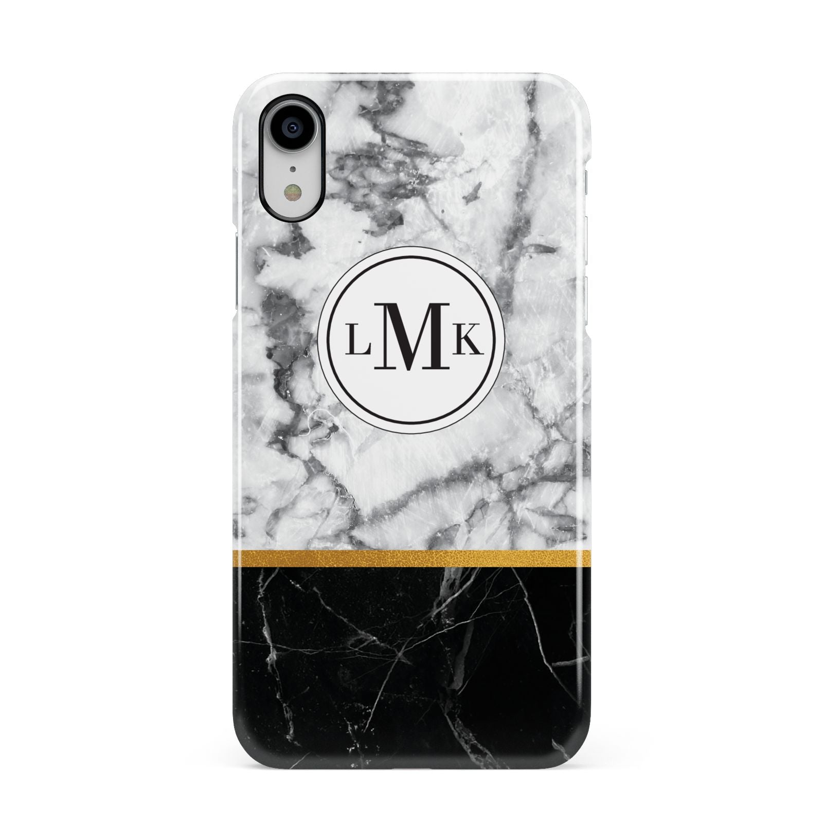 Marble Initials Geometric Personalised Apple iPhone XR White 3D Snap Case
