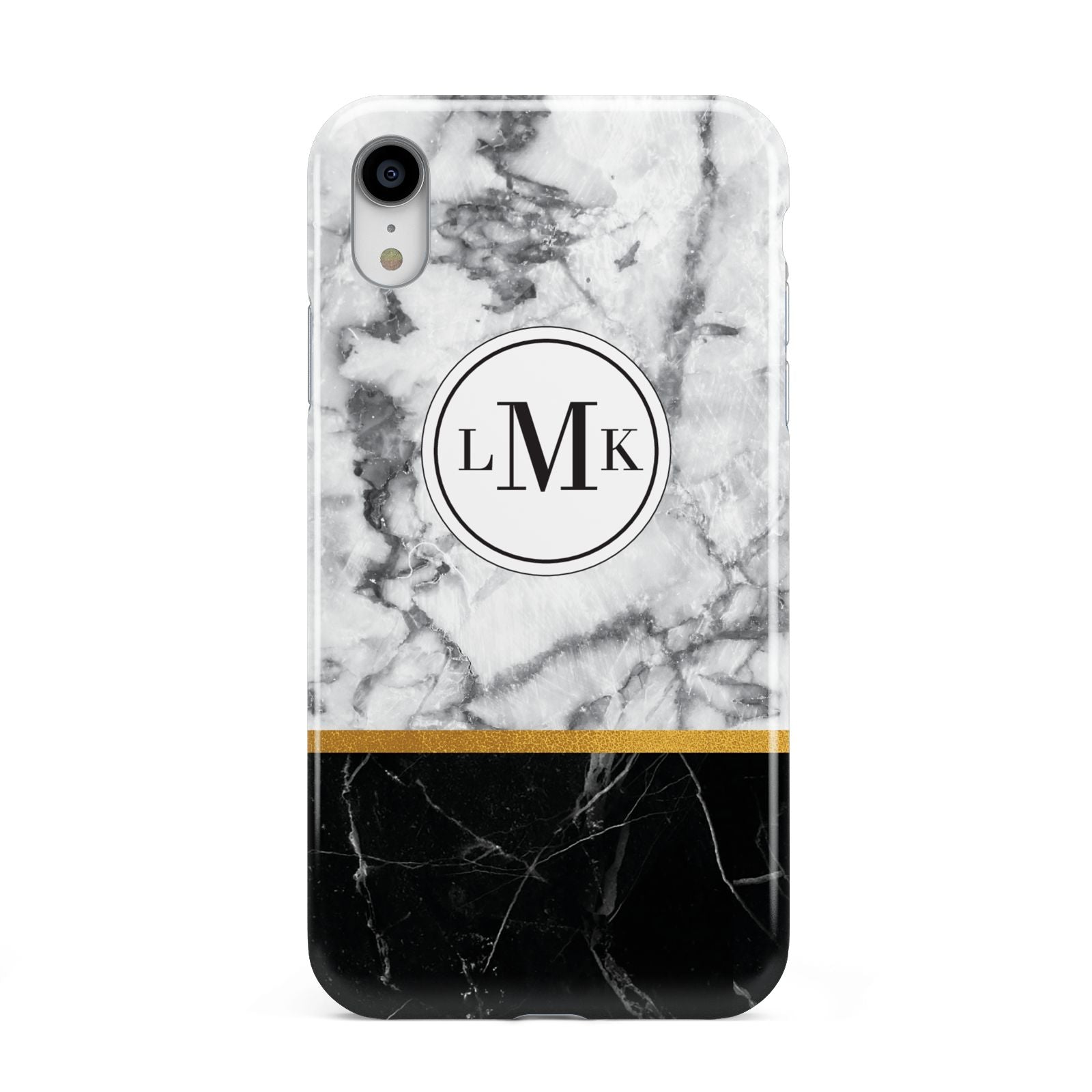 Marble Initials Geometric Personalised Apple iPhone XR White 3D Tough Case