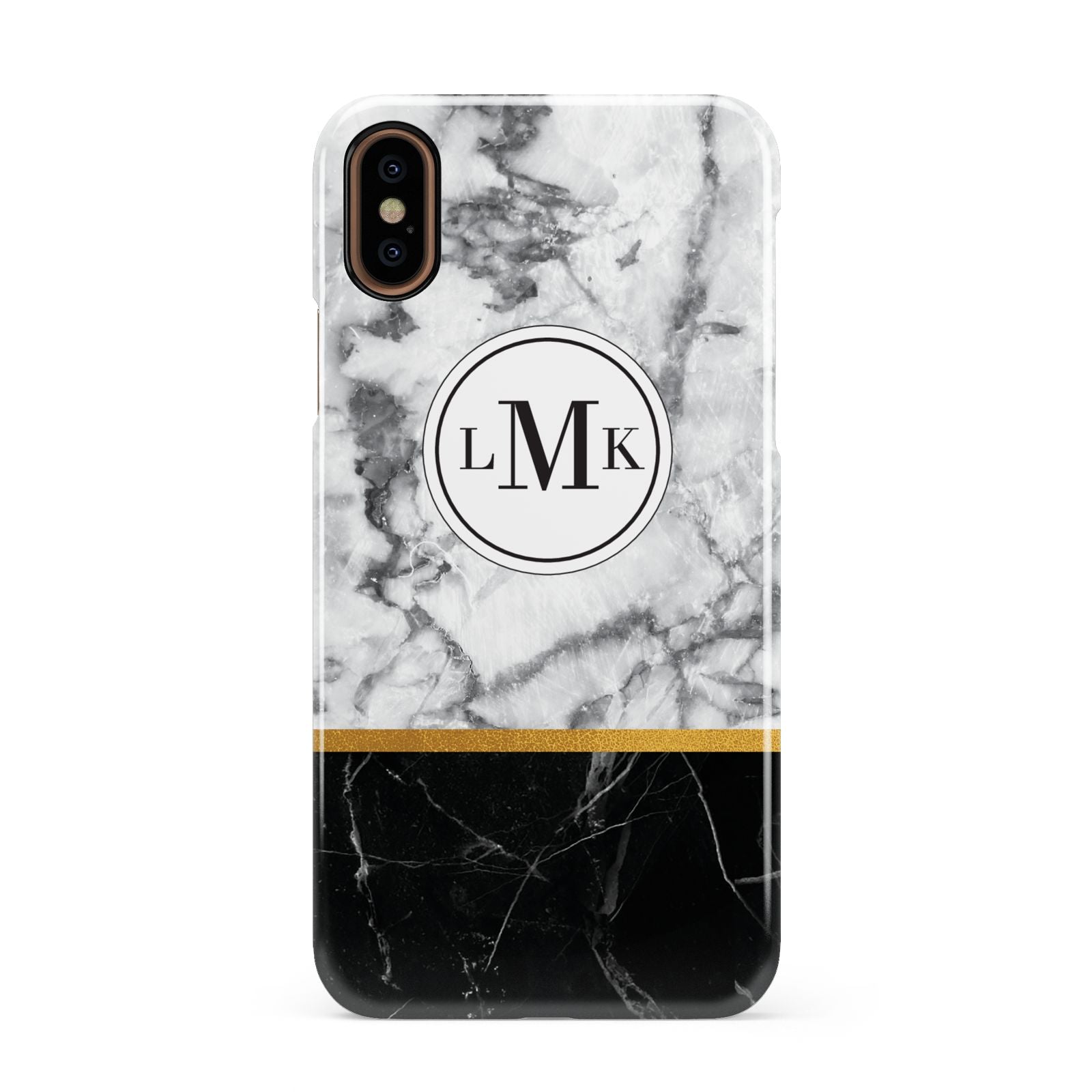 Marble Initials Geometric Personalised Apple iPhone XS 3D Snap Case