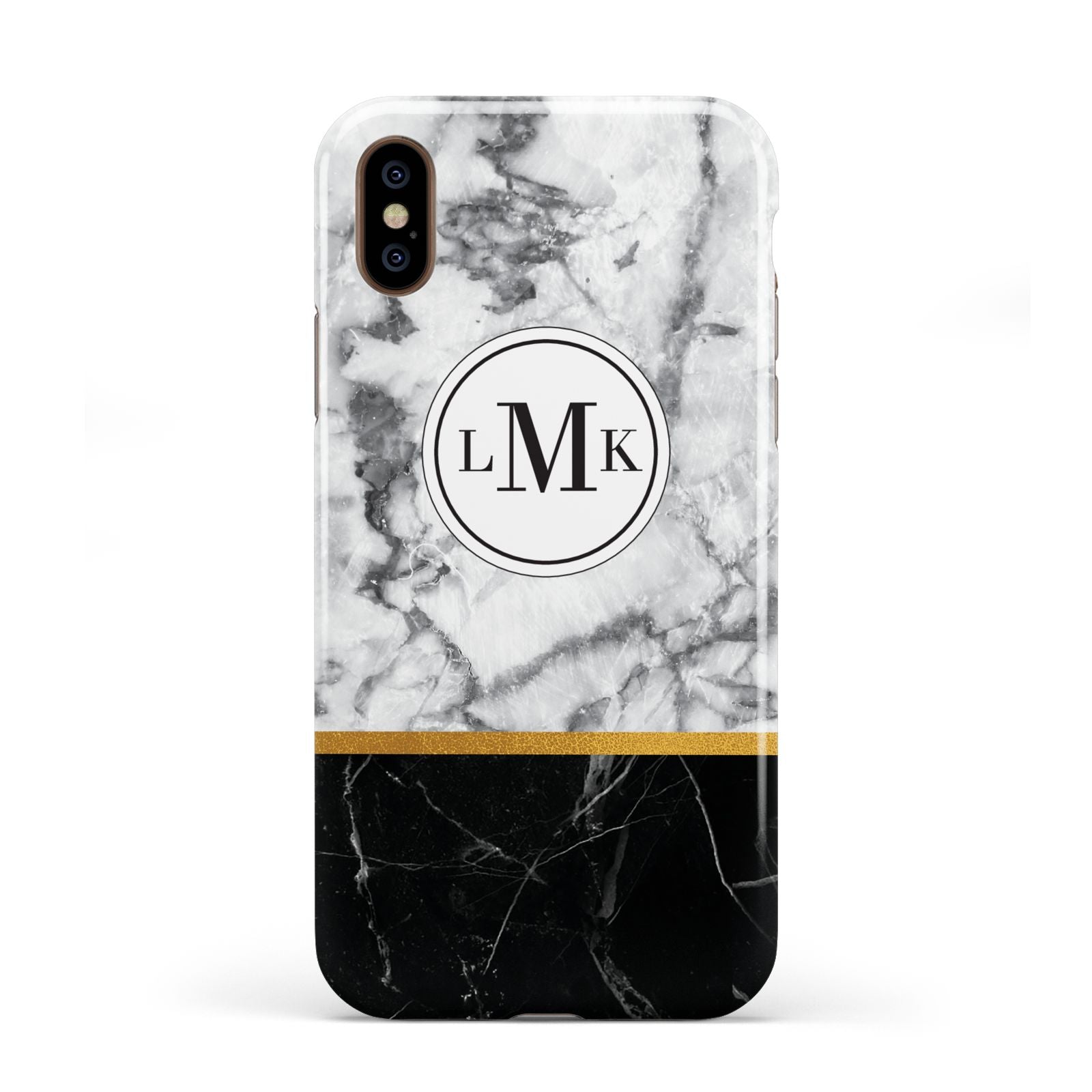 Marble Initials Geometric Personalised Apple iPhone XS 3D Tough