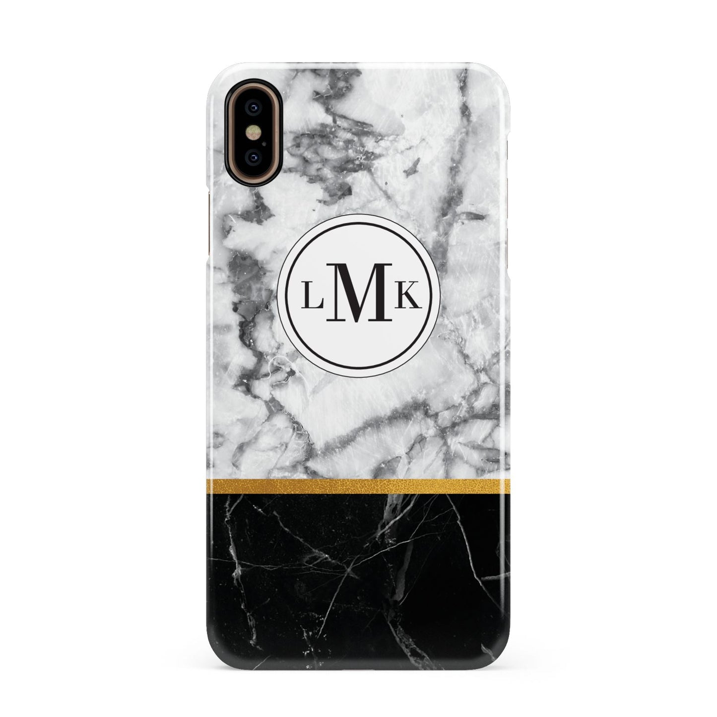 Marble Initials Geometric Personalised Apple iPhone Xs Max 3D Snap Case