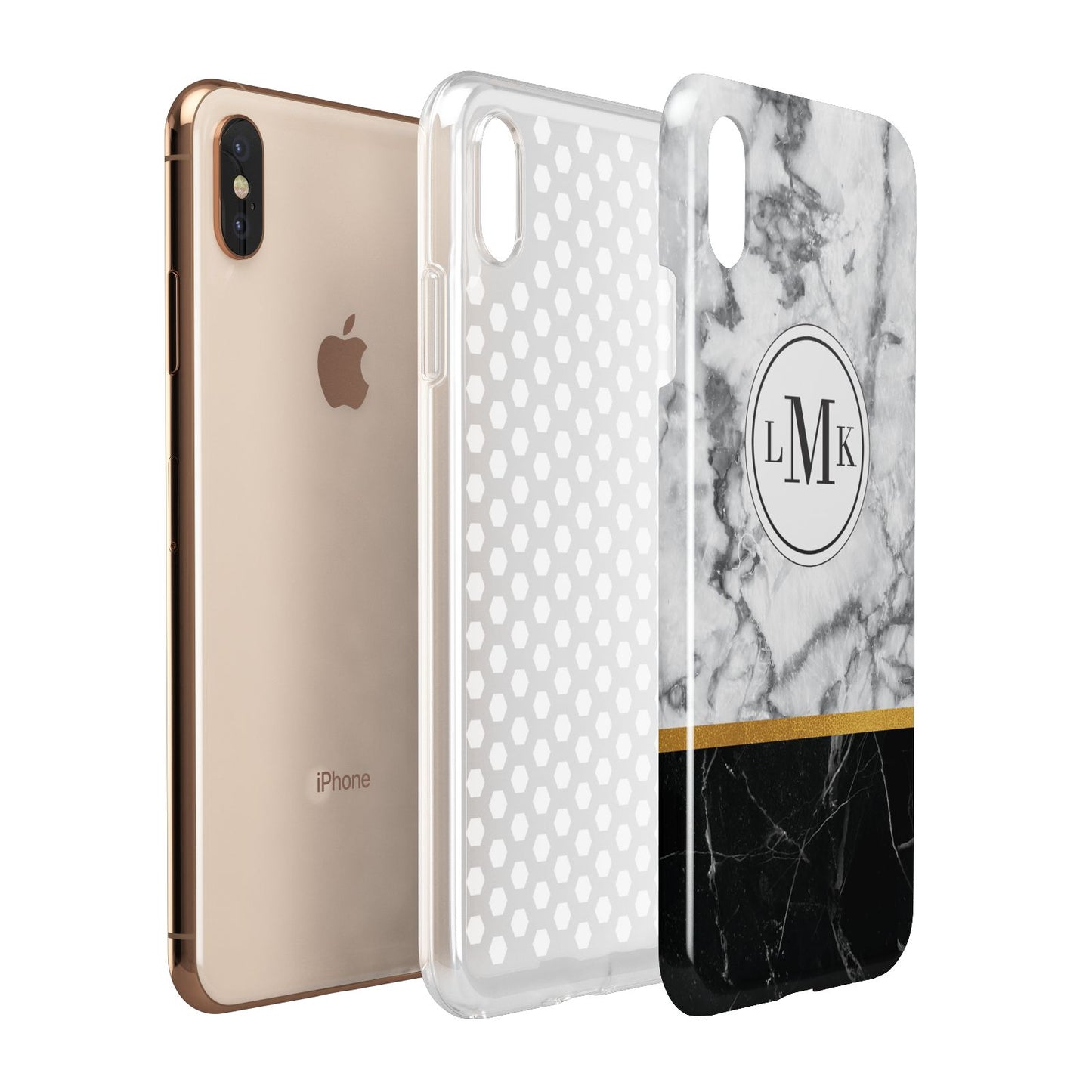 Marble Initials Geometric Personalised Apple iPhone Xs Max 3D Tough Case Expanded View