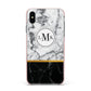 Marble Initials Geometric Personalised Apple iPhone Xs Max Impact Case Pink Edge on Black Phone