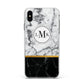 Marble Initials Geometric Personalised Apple iPhone Xs Max Impact Case White Edge on Black Phone