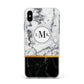 Marble Initials Geometric Personalised Apple iPhone Xs Max Impact Case White Edge on Silver Phone