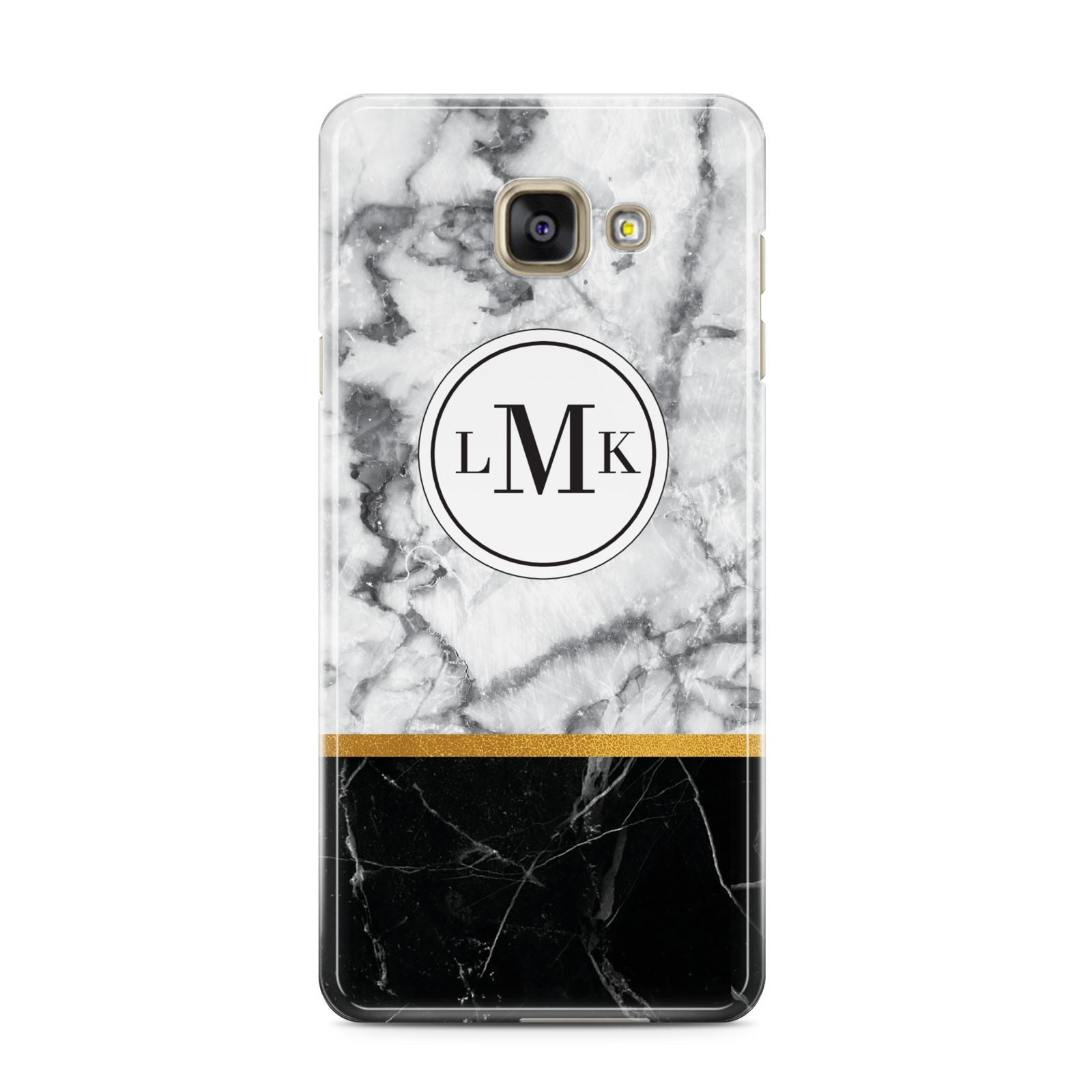 Marble Initials Geometric Personalised Samsung Galaxy A3 2016 Case on gold phone