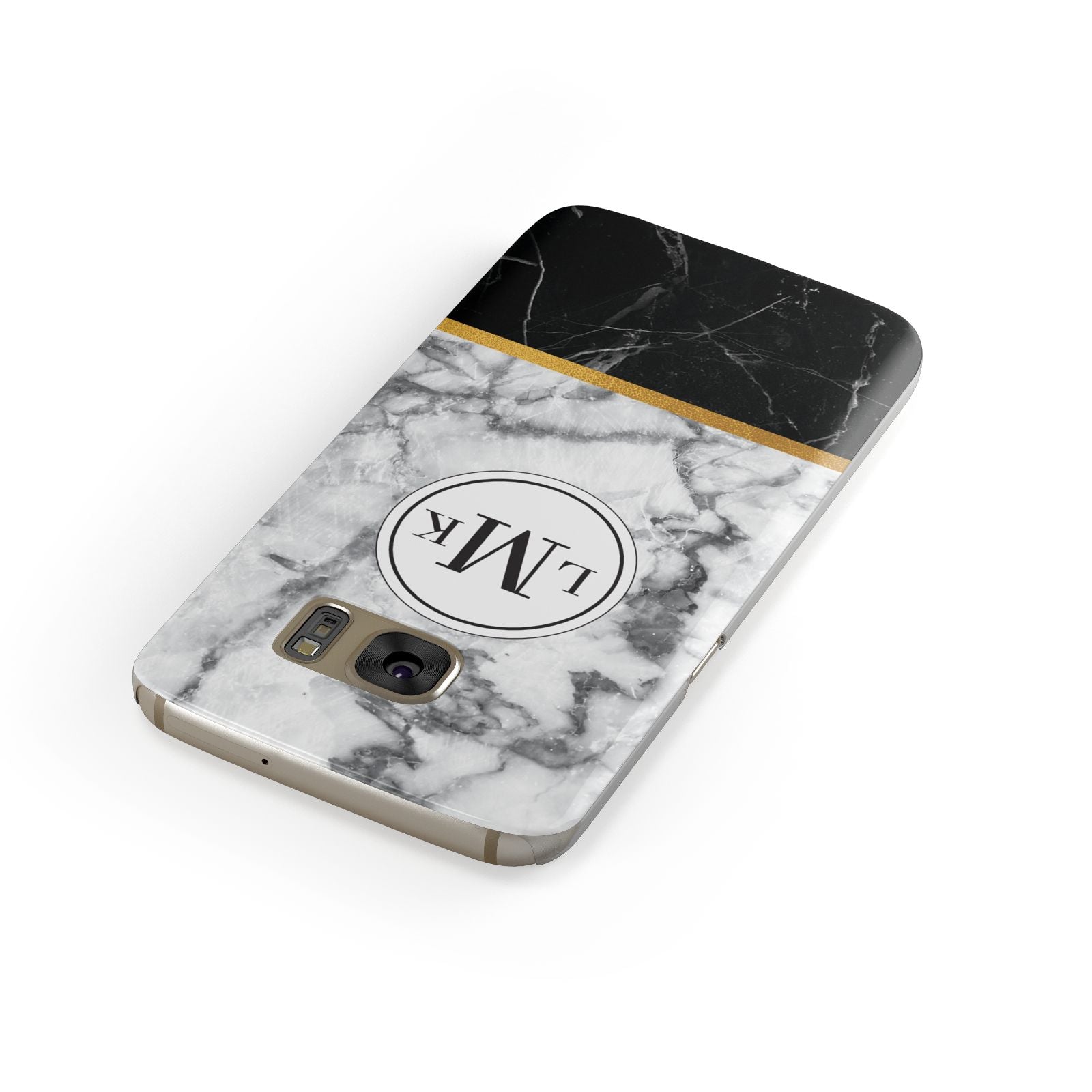 Marble Initials Geometric Personalised Samsung Galaxy Case Front Close Up